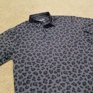 Pins & Aces Black/Grey Leopaed Print Performance Golf Polo Big And Tall 3XL